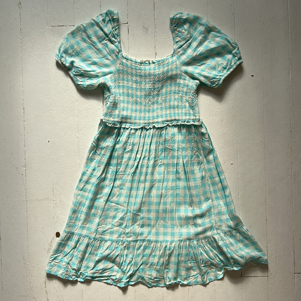 Vintage Blue Gingham Summer Dress